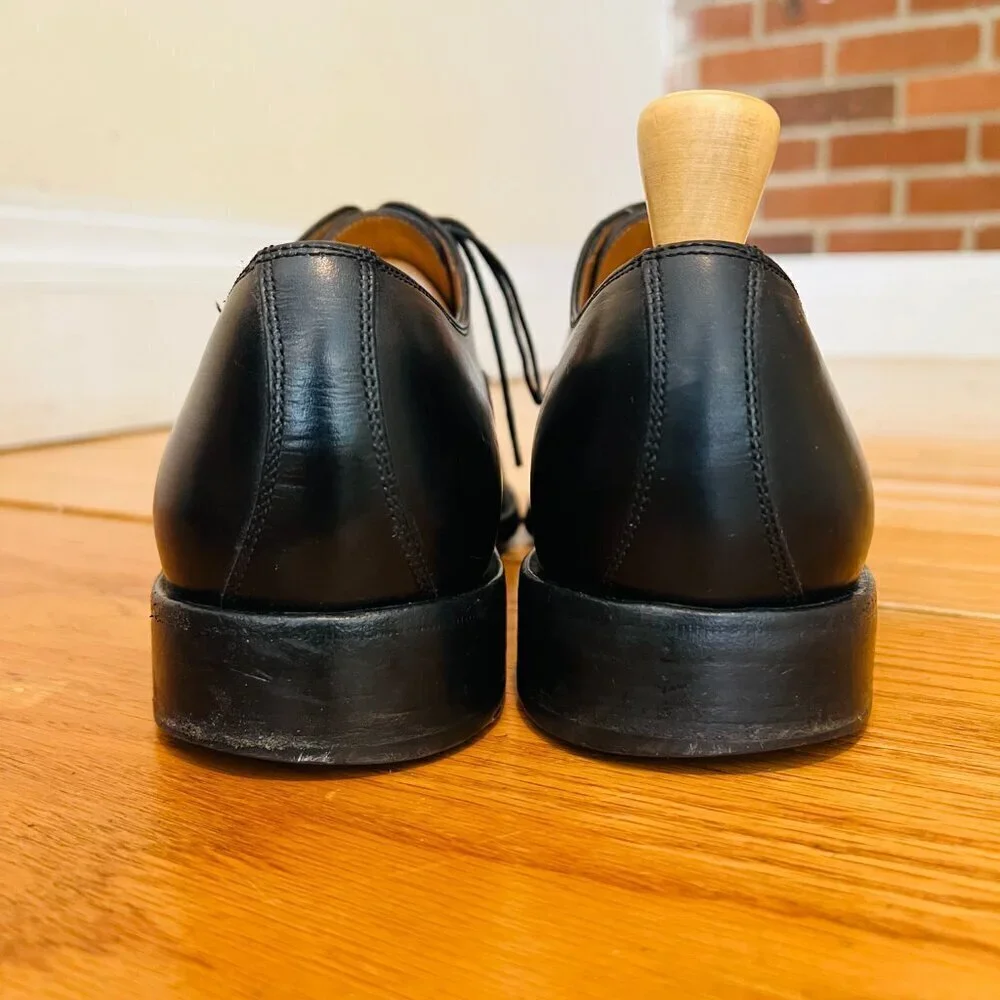 Salvatore Ferragamo Black Leather Cap Toe Oxford Dress Shoes US 9 Made in Italy